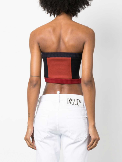 Dsquared2 Corset Top With Color-block Design And Buttons In Rojo Oscuro