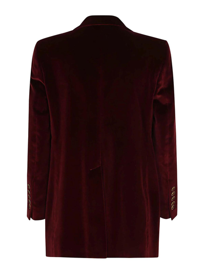 Shop Saulina Antonia Velvet Jacket In Rojo Oscuro