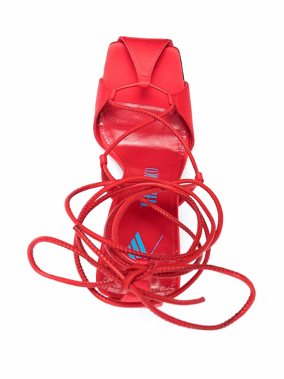 Shop Attico Adele 105mm Lace-up Sandals In Rojo