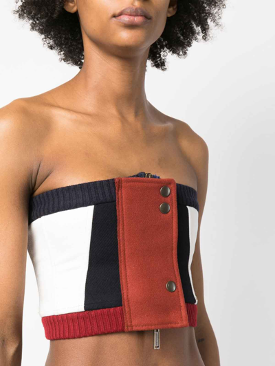 Dsquared2 Corset Top With Color-block Design And Buttons In Rojo Oscuro