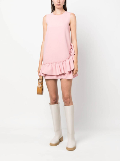 Shop Msgm Led-trim Sleeveless Mini Dress In Nude & Neutrals