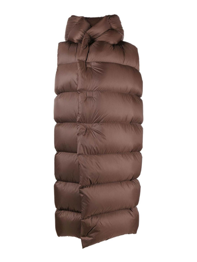 Shop Rick Owens Luxor Quilted Hooded Gilet In Brown