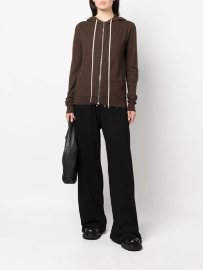 Rick Owens Zip-up Cashmere Hoodie In Marrón