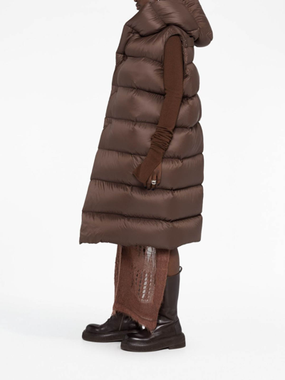 Shop Rick Owens Luxor Quilted Hooded Gilet In Brown