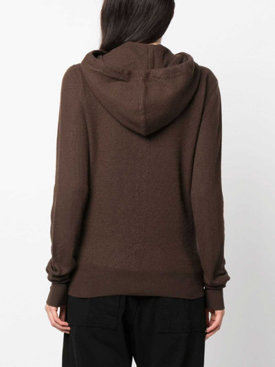 Shop Rick Owens Zip-up Cashmere Hoodie In Marrón