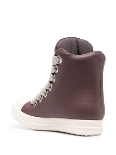 Shop Rick Owens Padded Lace-up Sneakers In Brown
