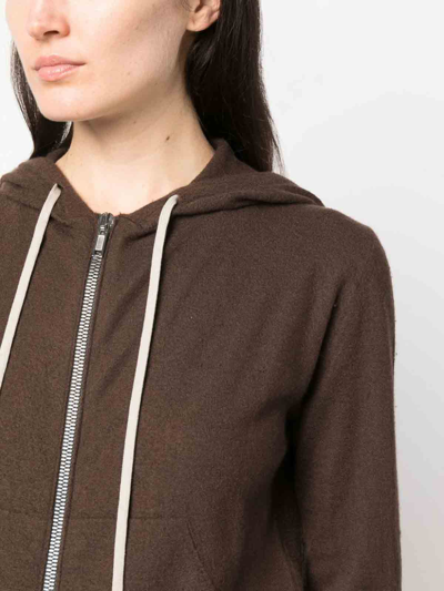 Rick Owens Zip-up Cashmere Hoodie In Marrón