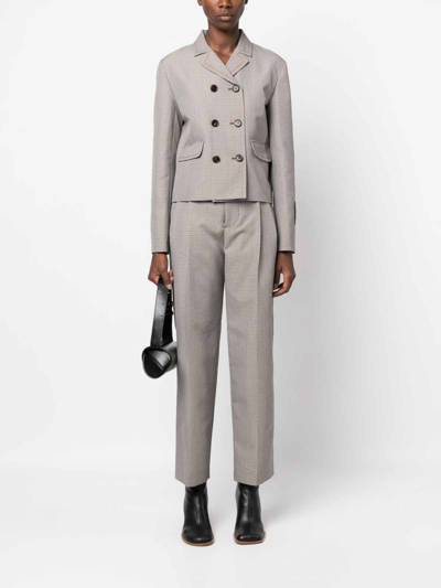 Marni Multicolor Houndstooth Wool Blend Single-breasted Blazer In Grey