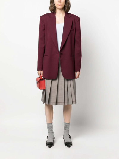 Shop Marni Check-print Pleated Midi Skirt In Gris