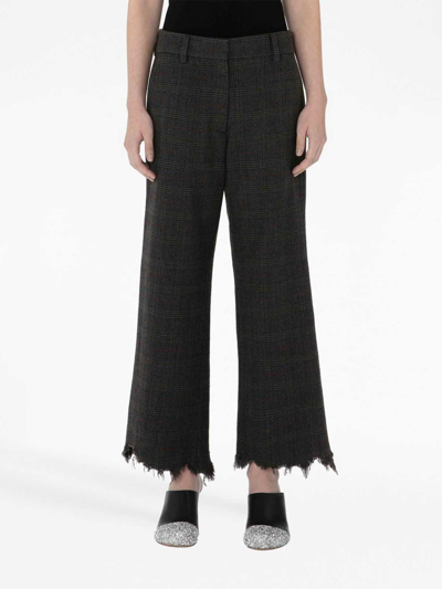 Jw Anderson Straight-leg Trousers With Distressed Effect And Check Print In Grey