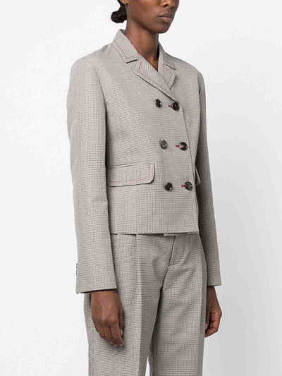 Shop Marni Houndstooth-pattern Double-breasted Blazer In Grey
