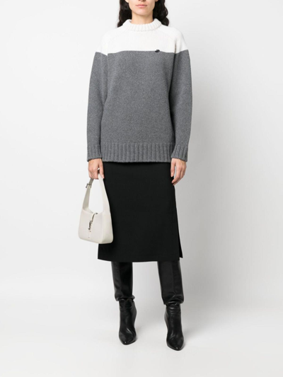 Patou Merino-blend Colour-block Jumper In Gris