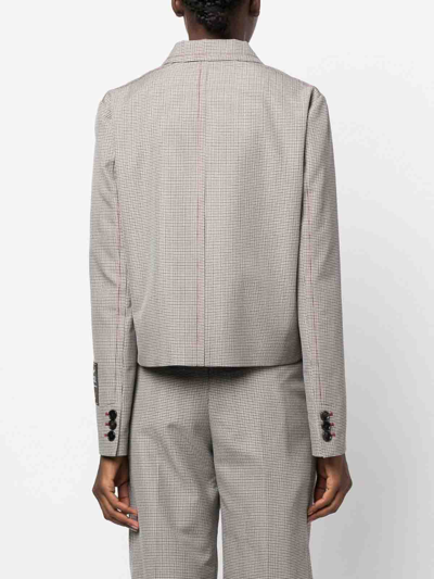 Marni Multicolor Houndstooth Wool Blend Single-breasted Blazer In Grey