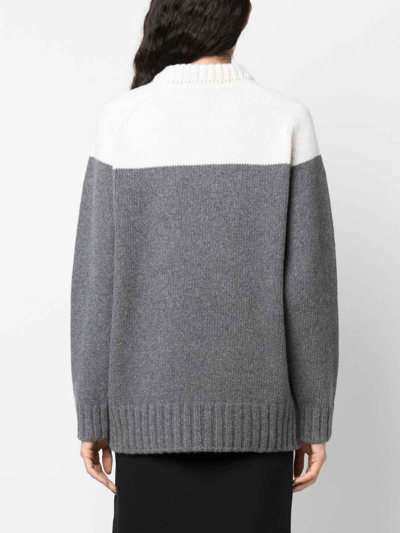 Patou Merino-blend Colour-block Jumper In Gris