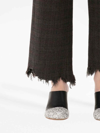 Jw Anderson Straight-leg Trousers With Distressed Effect And Check Print In Grey
