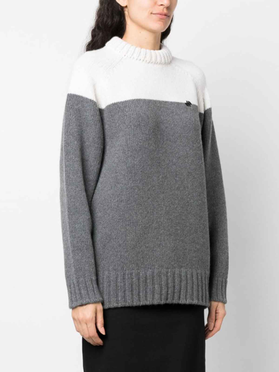 Patou Merino-blend Colour-block Jumper In Gris