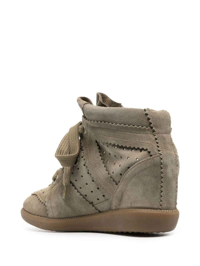 Shop Isabel Marant Bobby Wedge Sneakers In Grey