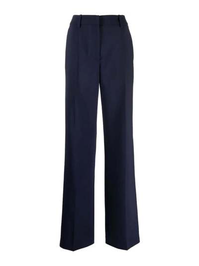 Shop Off-white Wide-leg Virgin-wool-blend Trousers In Blue