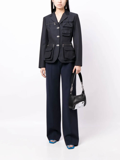 Off-white Blue Wide-leg Virgin-wool-blend Trousers In Blue