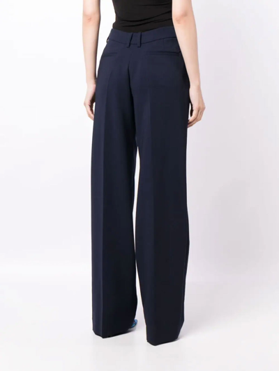 Shop Off-white Wide-leg Virgin-wool-blend Trousers In Blue