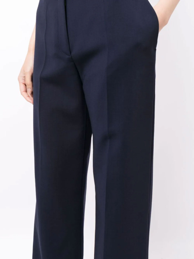 Shop Off-white Wide-leg Virgin-wool-blend Trousers In Blue