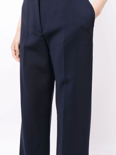 Off-white Blue Wide-leg Virgin-wool-blend Trousers In Blue
