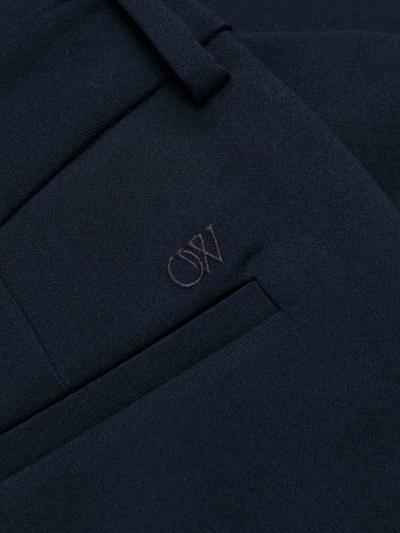 Off-white Blue Wide-leg Virgin-wool-blend Trousers In Blue