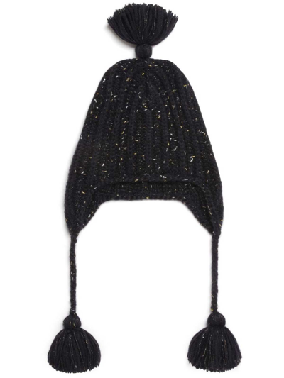 Shop Alanui The Astral Speckle-knit Pompom Beanie In Blue