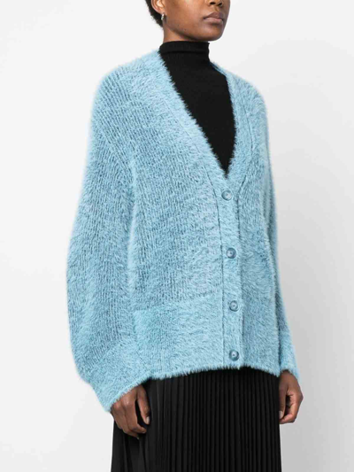 Shop Stella Mccartney Brushed-effect Button-up Cashmere In Azul