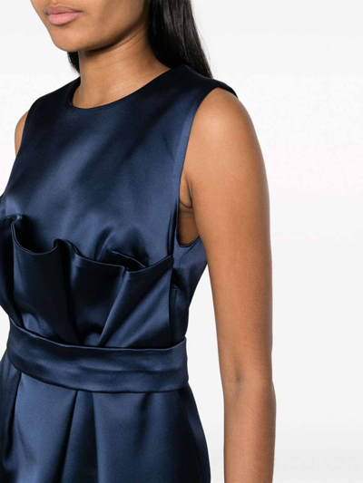P.a.r.o.s.h Satin Belted Sleveless Minidress In Azul