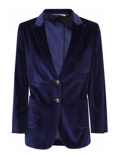 Shop Saulina Adelaide Velvet Jacket In Blue