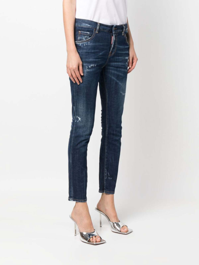 Shop Dsquared2 Mid-rise Skinny Jeans In Azul Oscuro