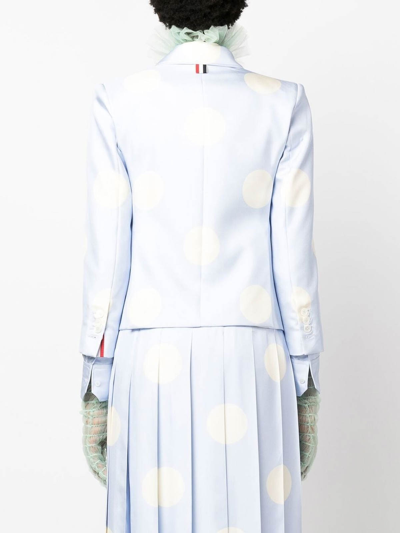Thom Browne Light Blue Polka-dot Print Silk Blazer In Blue