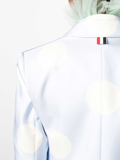 Thom Browne Light Blue Polka-dot Print Silk Blazer In Blue