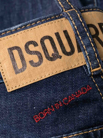 Dsquared2 Distressed High-waist Jeans In Dark Blue