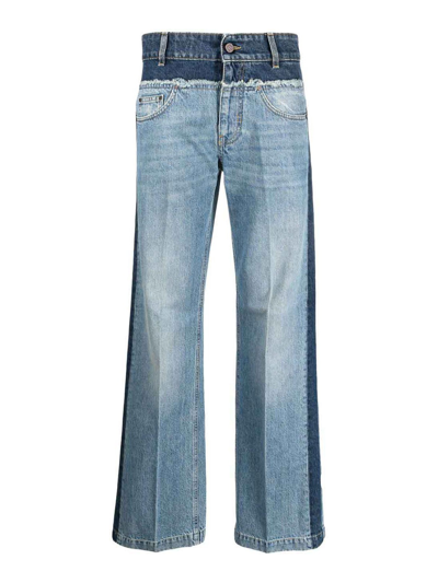 Shop Stella Mccartney Panelled Straight-leg Jeans In Dark Wash