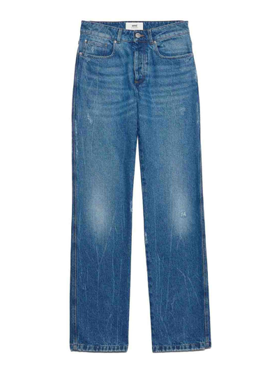 Shop Ami Alexandre Mattiussi Low-rise Straight-leg Jeans In Dark Wash