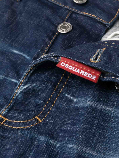 Dsquared2 Boston Crystal Flies Jeans In Azul Oscuro