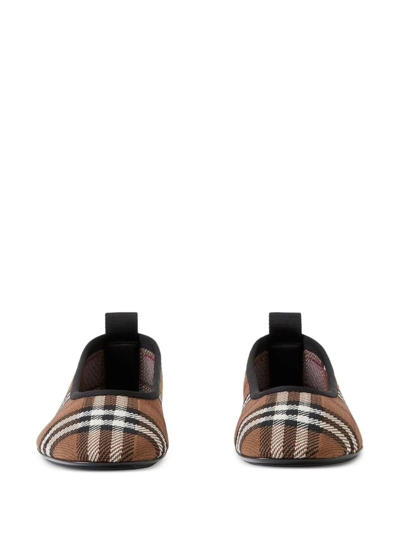 Shop Burberry Check-print Ballerina Shoes In Light Green