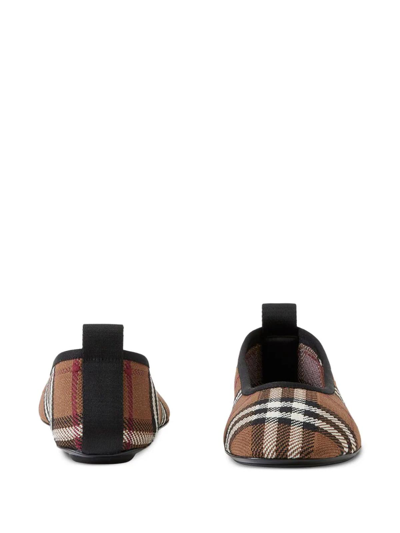 Burberry Beige Vintage Check Ballerina Flats In Light Green