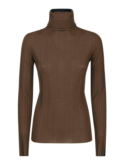 Shop Cividini Two-tone Wool Turtleneck Sweater In Green