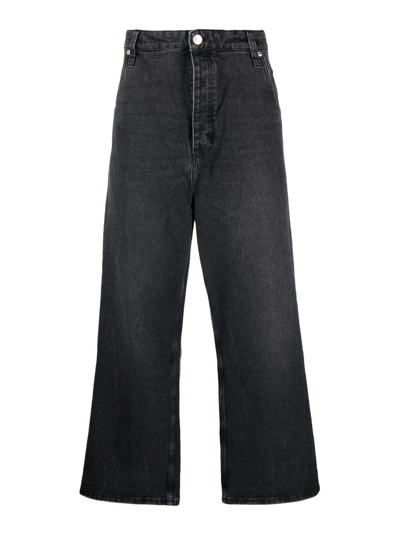 Shop Ami Alexandre Mattiussi Logo-patch Wide-leg Jeans In Black