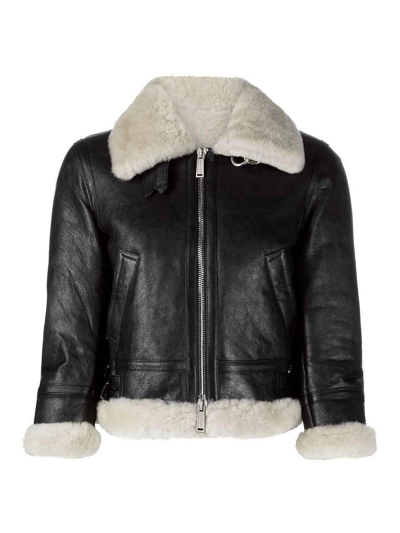 Shop Dsquared2 Cropped Shearling Jacket In Black