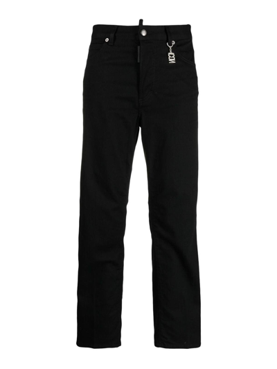 Shop Dsquared2 Icon Straight-leg Cropped Jeans In Black