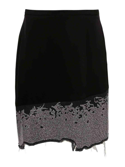 Shop Jw Anderson Litter-detail Asymmetric Skirt In Black