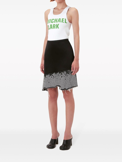 Jw Anderson Distressed Crystal-embellished Skirt In Black