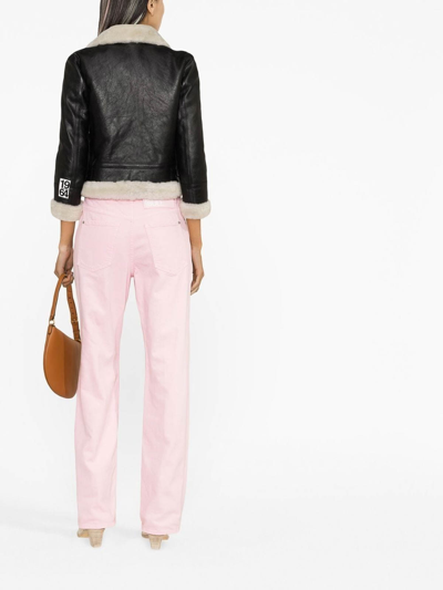 Dsquared2 Short Shearling Collar Jacket With Side Pockets In Black