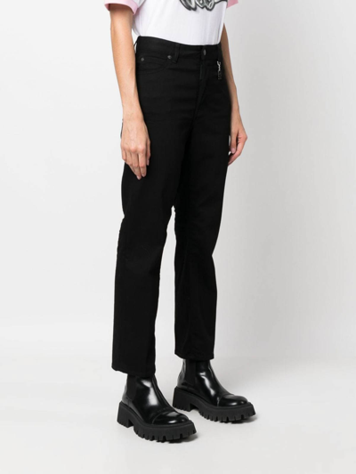 Shop Dsquared2 Icon Straight-leg Cropped Jeans In Black