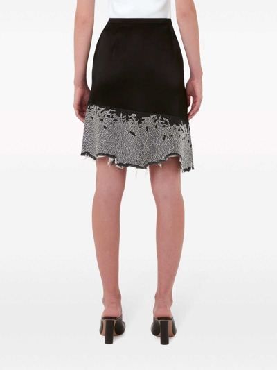 Jw Anderson Distressed Crystal-embellished Skirt In Black