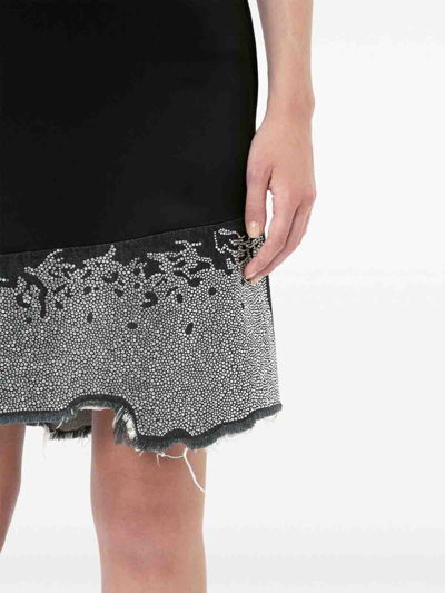 Jw Anderson Distressed Crystal-embellished Skirt In Black